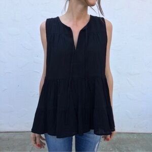 11-1 TYLHO Anthropologie Black Gauze Swing Top